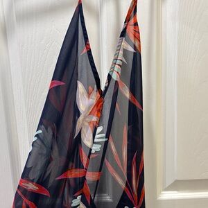 Floral Sheer Dress coverup with open back Design